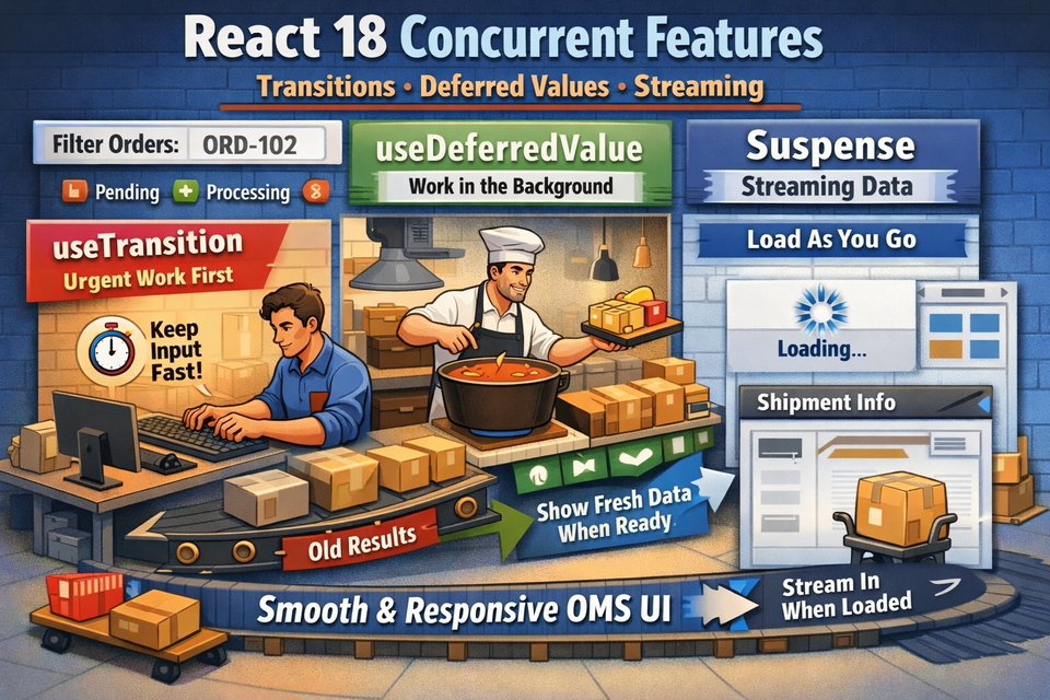 Week 30: React 18 concurrent features — transitions, streaming